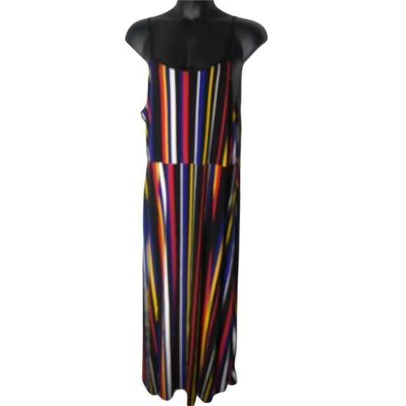 Forever 21 Plus Sleeveless Stripe Multicolor Maxi Knit Dress Size 3X - Picture 1 of 6